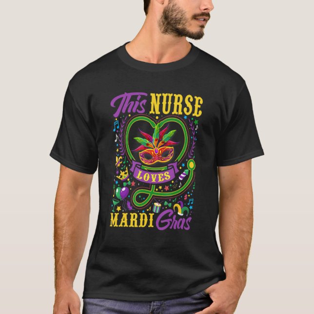 Funny This Nurse Loves Mardi Gras Crawfish Carniva T-Shirt (Front)