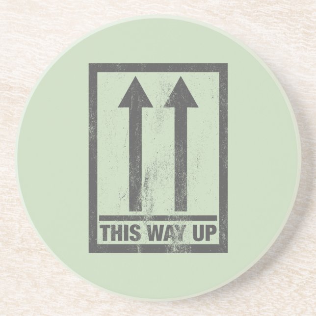 Funny this way up sign coaster (Front)
