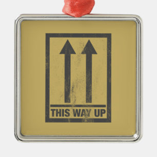 Funny this way up sign metal tree decoration