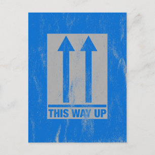 Funny this way up sign postcard