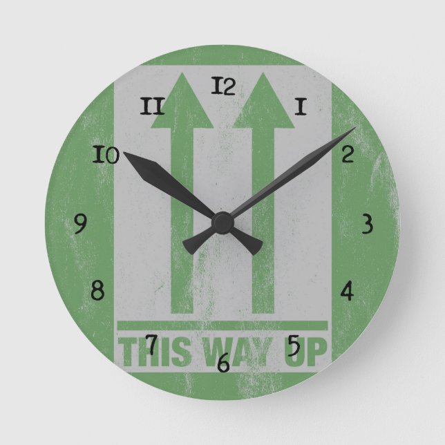 Funny this way up sign round clock (Front)