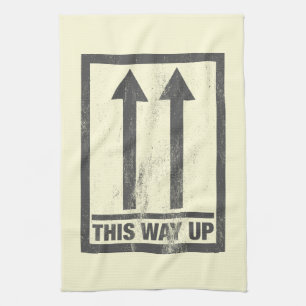 Funny this way up sign tea towel