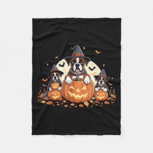 Funny Three Boxer Dogs Pumpkin Women Men Halloween Fleece Blanket