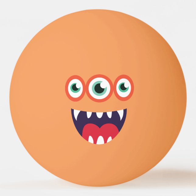 Funny Three-Eyed  Cute Monster. Ping Pong Ball (Front)