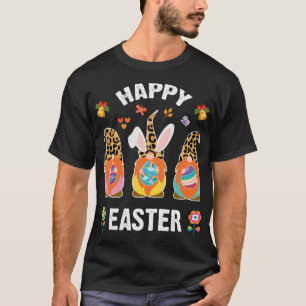 Funny Three Gnomes Holding Egg Happy Easter Day T-Shirt