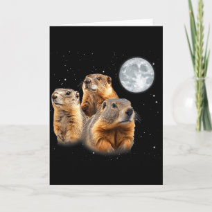 Funny Three Groundhog Moon Groundhog Day  Card