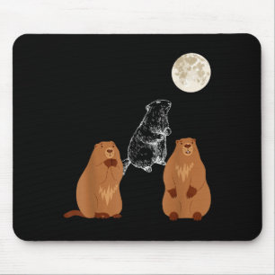 Funny Three Groundhog Moon Groundhog Day Men Women Mouse Pad