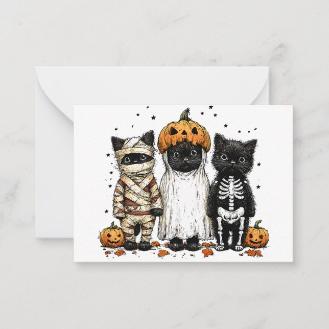 Funny Three Halloween Cats Card (Front)