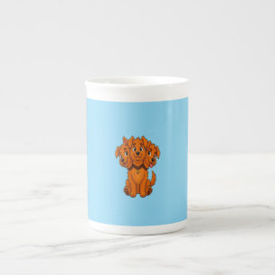 Funny Three Headed Cartoon Dog Graphic Kid T-Shirt Bone China Mug