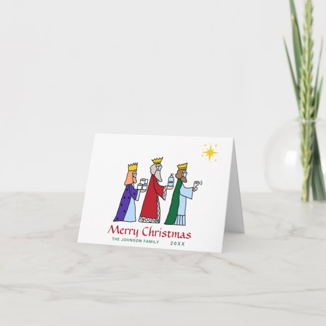 Funny Three Kings Star Holiday Greeting Card (Front)