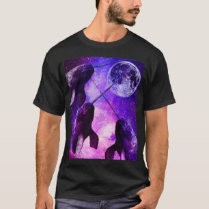 Funny Three Narwhal Moon Howl Wolf Parody Premium  T-Shirt