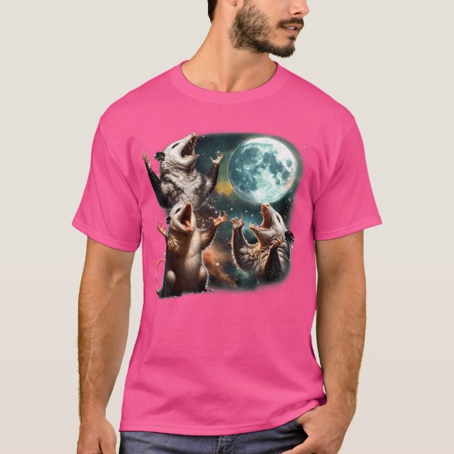 Funny Three Opossum Moon 3 Possum Full Weird Magic T-Shirt (Front)