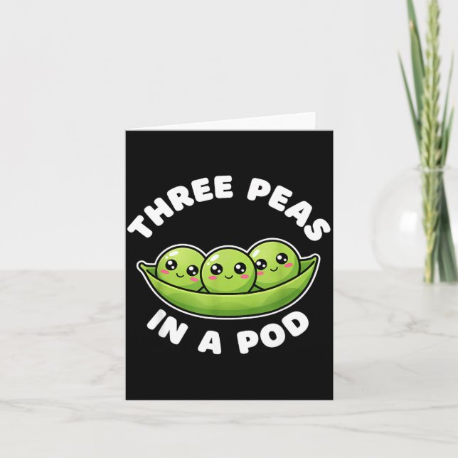Funny Three Peas In A D Cute Kawaii  Card (Front)