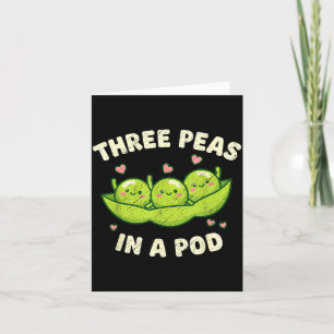 Funny Three Peas In A D Cute Kawaii  Card