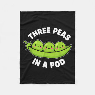 Funny Three Peas In A D Cute Kawaii Fleece Blanket
