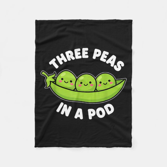 Funny Three Peas In A D Cute Kawaii  Fleece Blanket (Front)
