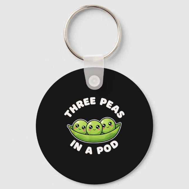 Funny Three Peas In A D Cute Kawaii  Key Ring (Front)