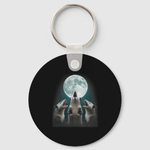 Funny Three Possum Moon _ 3 Opossum And Dead Moon  Key Ring