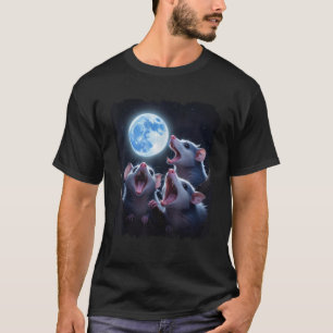 Funny Three Possum Moon 3 Opossum Weird Magic Meme T-Shirt