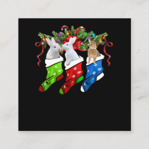 Funny Three Rabbit In Sock Christmas Rabbit Gift Square Business Card