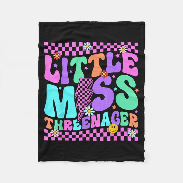 Funny Threenager Happy 3rd Bday Party 3 Years Old  Fleece Blanket (Front)