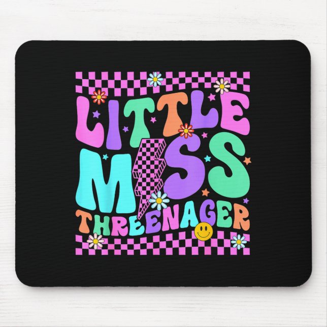 Funny Threenager Happy 3rd Bday Party 3 Years Old  Mouse Pad (Front)