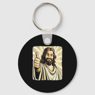 Funny Thumb Up With Jesus Christ Costume  Key Ring