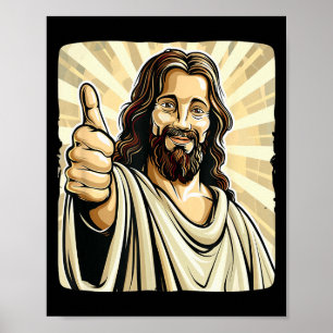 Funny Thumb Up With Jesus Christ Costume  Poster