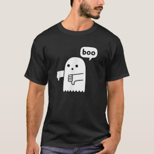 Funny Thumbs Down Ghost Screaming Boo Disapproval  T-Shirt