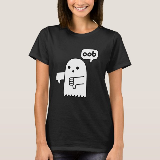 Funny Thumbs Down Ghost Screaming oob Disapproval T-Shirt (Front)