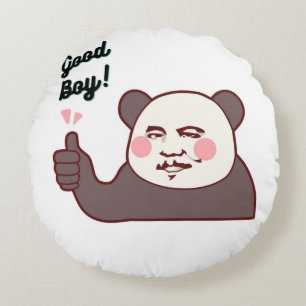 Funny Thumbs Up Panda Meme Round Cushion
