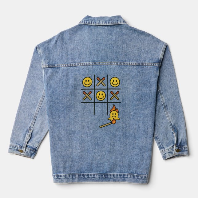 Funny Tic Tac Toe Denim Jacket (Back)