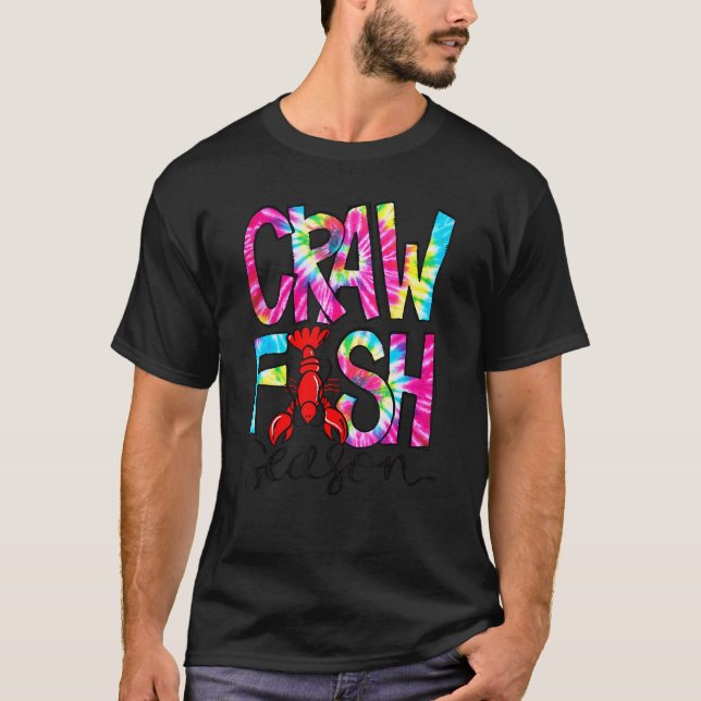 Funny Tie Dye Crawfish Season Mardi Gras Party App T-Shirt (Front)
