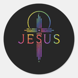 Funny Tie Dye Jesus Christ Cross Christian Gift  Classic Round Sticker