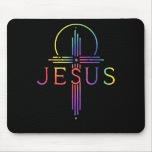 Funny Tie Dye Jesus Christ Cross Christian Gift Mouse Pad