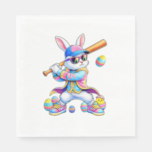 Funny Tie Dye Rabbit Baseball Easter Bunny Men Boy Napkin