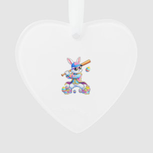 Funny Tie Dye Rabbit Baseball Easter Bunny Men Boy Ornament