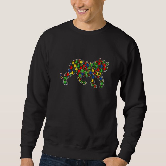 Funny Tiger Animals Puzzle Pieces Autism Awareness Sweatshirt (Front)