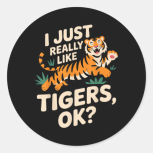 Funny Tiger Art For Men Women Boys Girls Animal Ti Classic Round Sticker