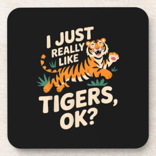 Funny Tiger Art for Men Women Boys Girls Animal Ti Coaster
