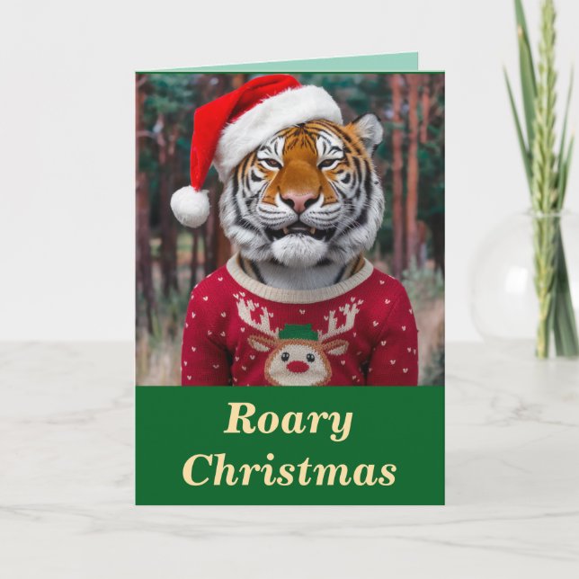Funny Tiger Christmas Card (Front)