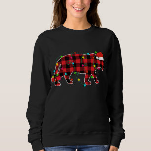 Funny Tiger Christmas Tree Red Plaid Xmas Animals  Sweatshirt