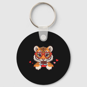 Funny Tiger Heart Chocolate Valentine Tiger Womens Key Ring