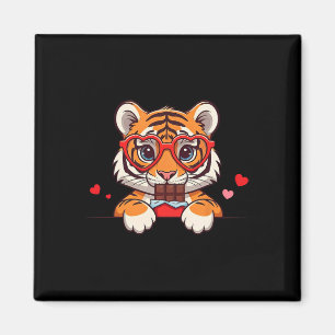 Funny Tiger Heart Chocolate Valentine Tiger Womens Magnet