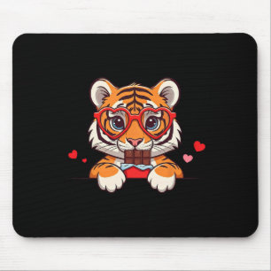 Funny Tiger Heart Chocolate Valentine Tiger Womens Mouse Pad
