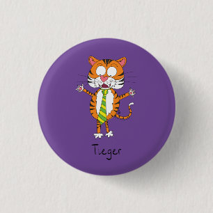 Funny Tiger in a Tie Cartoon Kids 3 Cm Round Badge