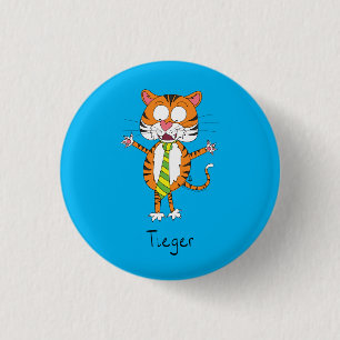 Funny Tiger in a Tie Cartoon Kids 3 Cm Round Badge
