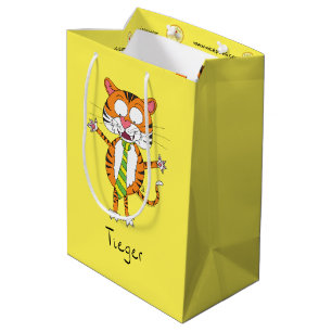 Funny Tiger in a Tie Cartoon Kids Medium Gift Bag
