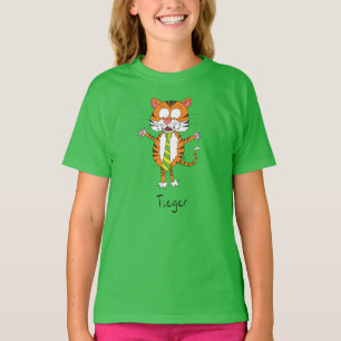 Funny Tiger in a Tie Cartoon Kids T-Shirt