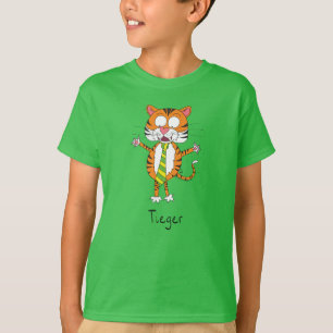 Funny Tiger in a Tie Cartoon Kids T-Shirt
